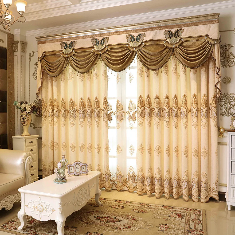

European Embroidery Curtains for Living Dining Room Bedroom Hollowed-out Embroidery Romantic Drawing Room Finished Curtain