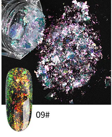 0,2 г алюминиевые хлопья блестки для ногтей порошок нерегулярный зеркальный эффект хамелеона Фольга Маникюр художественное оформление ногтей - Цвет: 9