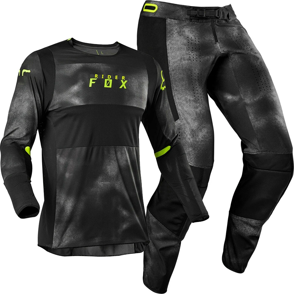 Черный RIDER FOX MX Racing 360 Bann Джерси Брюки для мотокросса Dirtbike внедорожный Мотокросс для взрослых гоночный Mx комплект передач F - Цвет: Черный