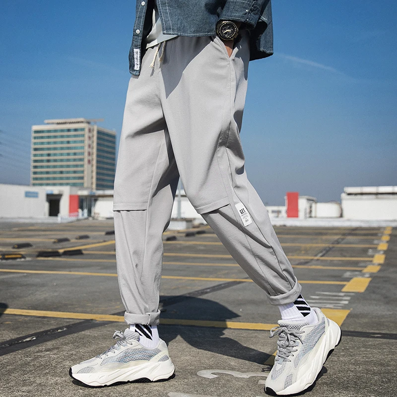 

HW Mens Cargo Pants Spring Fashion Streetwear Pants Casual Washed Loose Pants