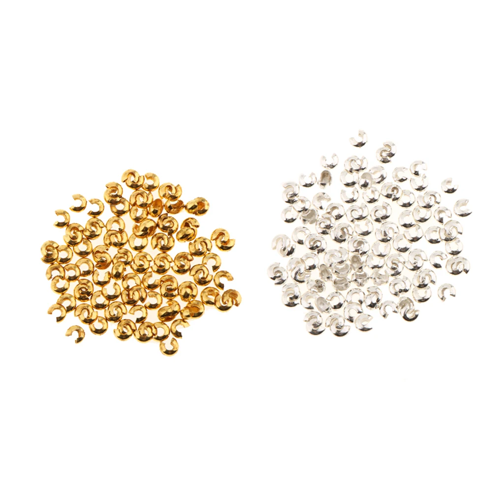 

200pcs Brass Cover Crimps End Beads Spacer Loose Beads Craft Jewellery DIY