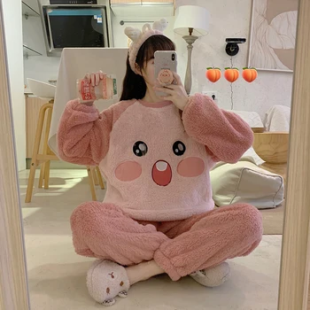 

New Winter Thick Warm Pajamas Sets For Women Sleepwear Homes Clothing Pajama Home Wear Womens Pyjamas Set Velvet Pants Nightwear