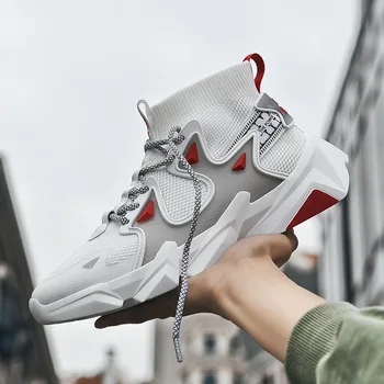 

2020 New Trend Men Athletic Running Shoes High Top Sock Sport Shoes Designer Mens Gym Shoes For Men Breathable Sneakers Mens