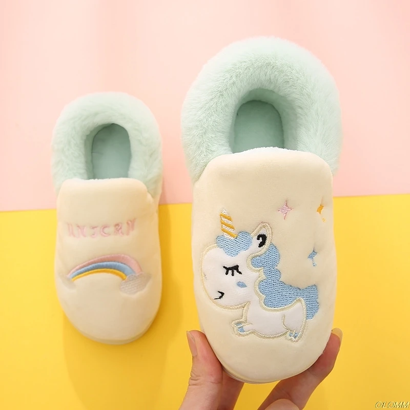 Winter kids Slippers Children Unicorn Non-slip Soft Girls Home Shoes Kids Boys Cartoon Slippers Indoor Floor Shoes
