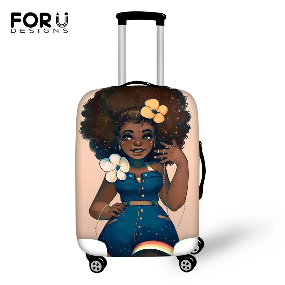 

FORUDESIGNS Fashion Luggage Cover Black African Girls Pattern Travel Accessories Afro Arts Design Water-proof Suitcase Cover