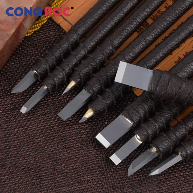 

Stone Carving Tool Kit Chisels Knife Tungsten Alloy Graver Carving Knife Tool Set with Leather Bag