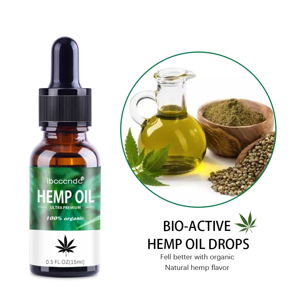 

15ml Natural Hemp Oil Drops Seed Essential Oil Massage Essence Skin Care Help Sleep Herbal Body Relieve Stress