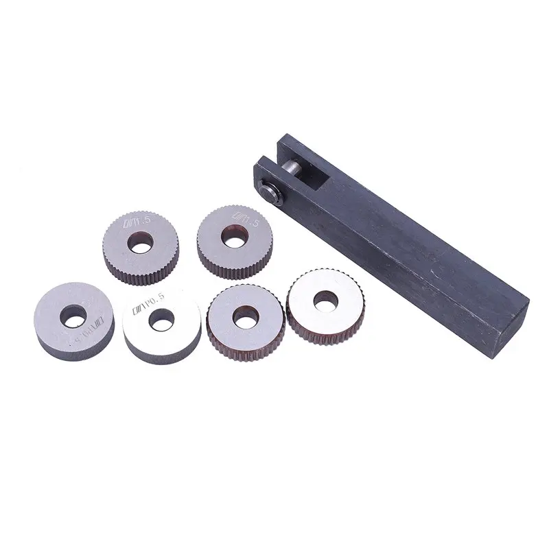 

7x Single Wheel Straight Linear Knurling Tool Set 0 5mm 1.5mm 2mm Pitch