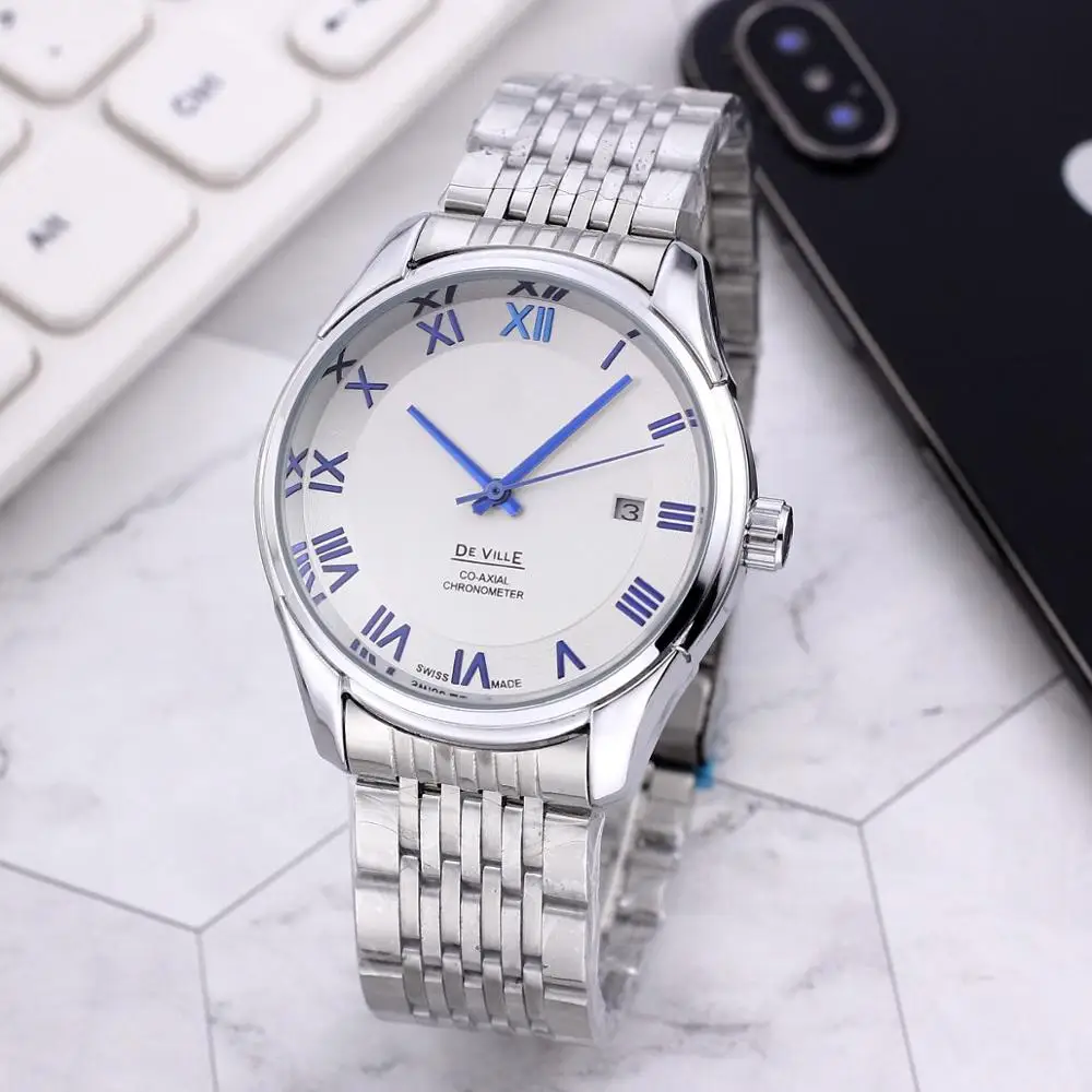 

Automatic Mechanical Men's Watch Day-Date Waterproof Business Quartz Wrist watches With Stainless steel strap Luxury Brand Clock