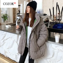 New 2021 Women Short Jacket Winter Thick Hooded Cotton Padded Coats Female Korean Loose Puffer Parkas Ladies Oversize Outwear
