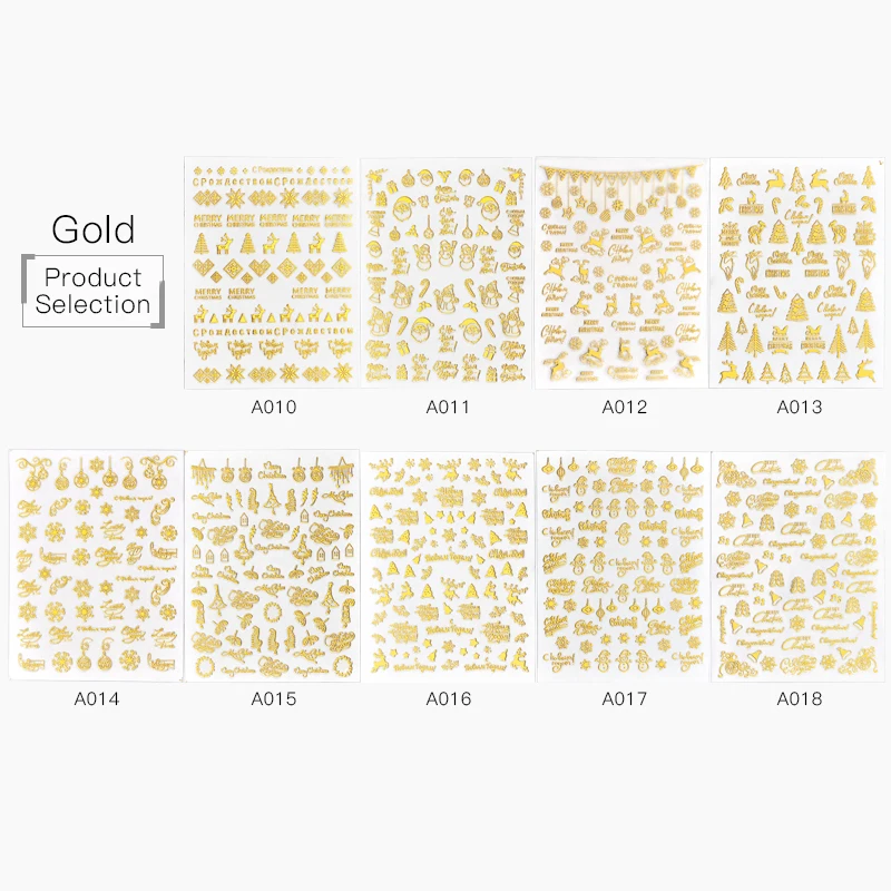 1 шт 3D наклейки для дизайна ногтей красная Золотая Рождественская наклейка для ногтей клеящиеся маникюрные кончики Санта-лося буквы слайдер наклейки для ногтей