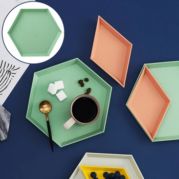 

4PCS/Set Innovative Color Geometric Storage Tray Removable Fruit Plastic Combination Desktop Storage Tray Detachable Fruit Plate