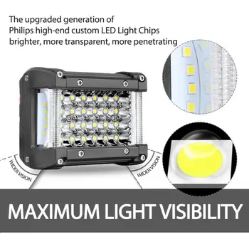 

44000LM LED Work Light White 4Inch Boats 4WD 12V 4-Row Lamp Waterproof Yachts