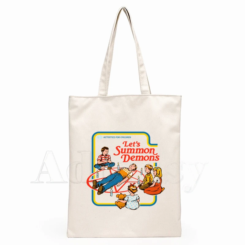

Scary Evil Demon Death Satanism American Horror Story Tote Bag Unisex Canvas Bags Shopping Bags Printed Casual Shoulder Foldable
