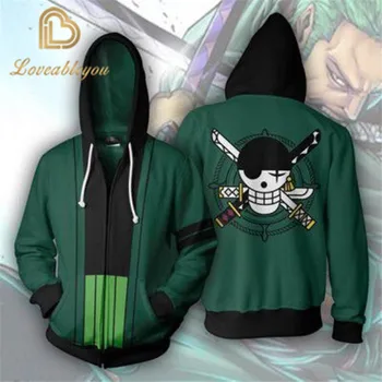 

Anime One Piece Roronoa Zoro 3D Zipper Hoodie Cosplay Costume Streetwear Hoodies New Sweatshirt for Men and Women