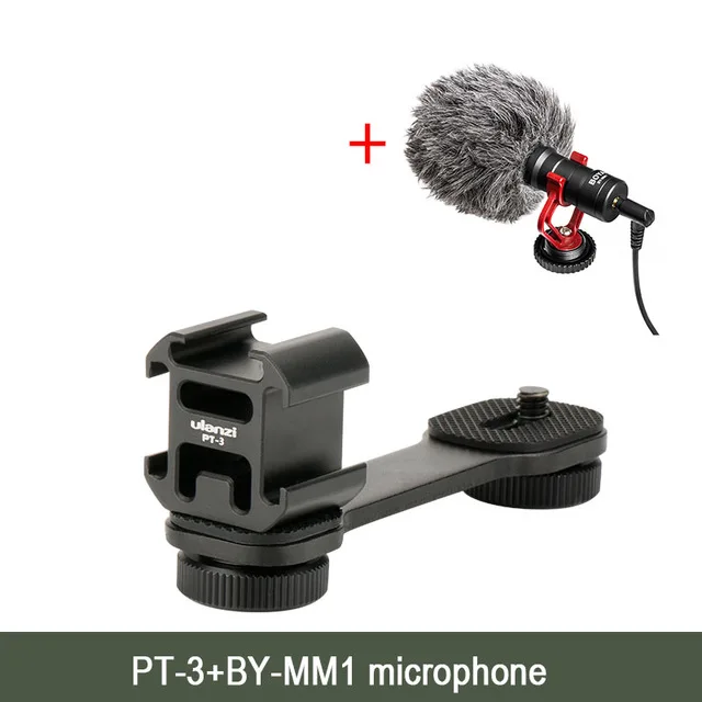 Ulanzi PT-3 металлический удлинитель 3 крепления для холодного башмака для Zhiyun Smooth 4/DJI OSMO/Vimble 2 Gimbal светодиодный светильник микрофон - Цвет: PT-3 BY-MM1