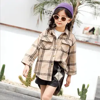 

2020 new wholesale girls plaid shirt fashion spring cotton girls blouse 3-8t C436