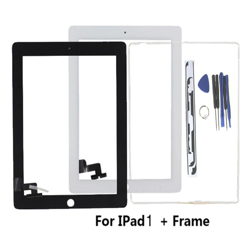 1Pcs For iPad 1 Touch Screen iPad 1 Digitizer Touch Glass Panel No Home Button For iPad 1 Digitizer Free Middle Frame With Gifts