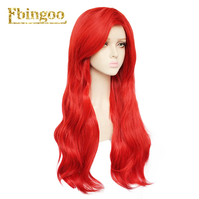 Ebingoo Ariel Wig Red Synthetic Cosplay Wig Long Wavy Little Mermaid Princess Wigs for Halloween Costume High Temperature Fiber