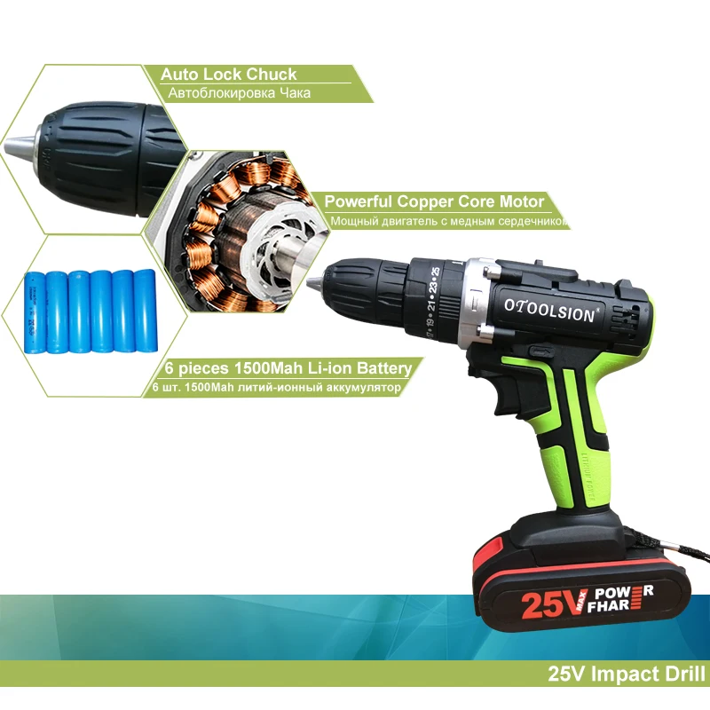 New 25V Impact Screwdriver Cordless Screwdriver Power Tool Set Impact Electric Drill Screwdriver Drill Electric Screwdriver (2)