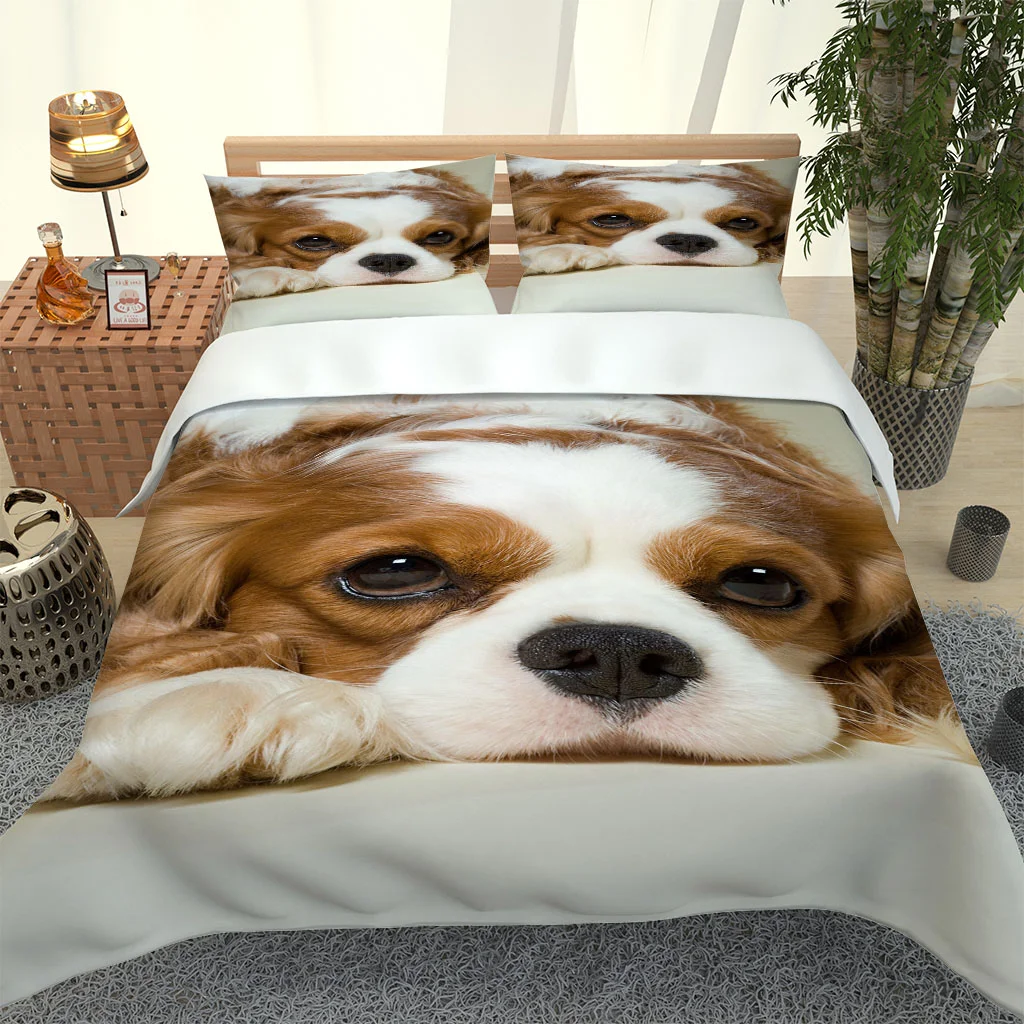 

2020 Hot Style Bedding Set 3d Digital Dog Pattern 2/3pcs Duvet Cover Set Single Twin Double Full Queen King Bedding