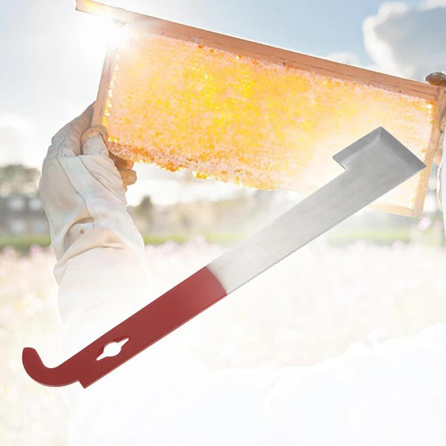 Méhészeti Berendezések Piros 26,7 Cm -Es Rozsdamentes Méhes Kaptár Szerszám Keret És Kaparó J Forma Horog Méhész Szerszámkaparó Kés - Image 2