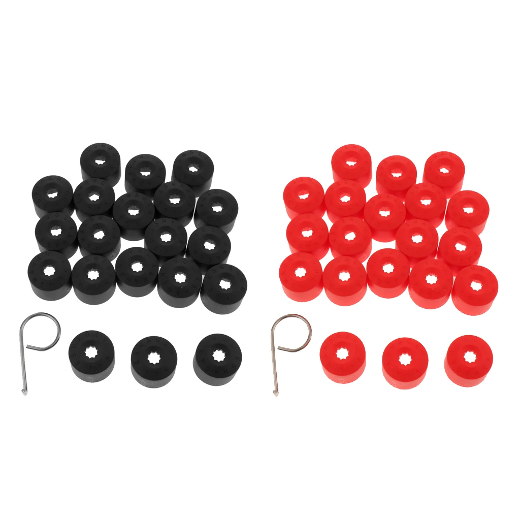 Set of 40 20MM Wheel Nut Covers Hub Screw Cover Wheel Nut Lug Dust Bolt Cap Red + Black Color