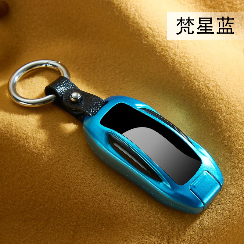 Новая модель автомобильного ключа, зажигалка, светодиодный, сенсорный, электрический, USB Зажигалка, перезаряжаемая, двойная дуга, плазменная зажигалка, гаджеты для мужчин - Цвет: blue lattic