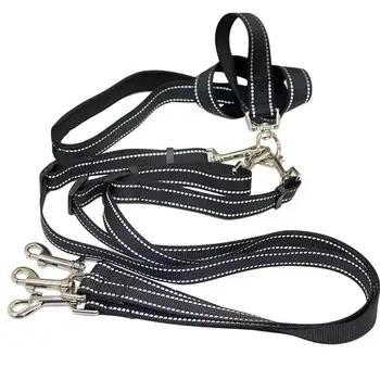 

1 Pc Pet Dog Leash Triple Reflective Dog Walking Lead Leash With Strong Handle Heavy-Duty 3 Way Pet Dog Harness