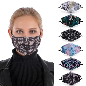 

Skull Leopard Floral Print Reusable Masks Protective PM2.5 Filter Mouth Mask Anti Dust Face mask Windproof Adjustable mascarilla