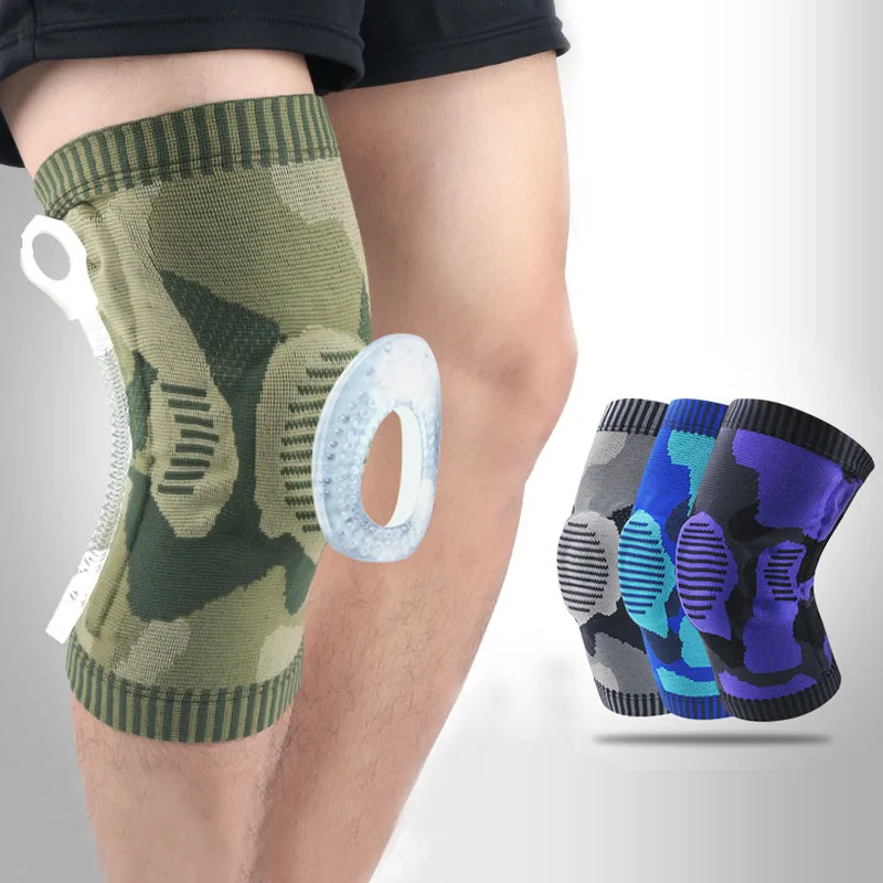 1 PC Compression Knee Sleeve Knee Brace Pads Support Running Basketball Knee Joint Protection Sports Silicone Collision Kneepads