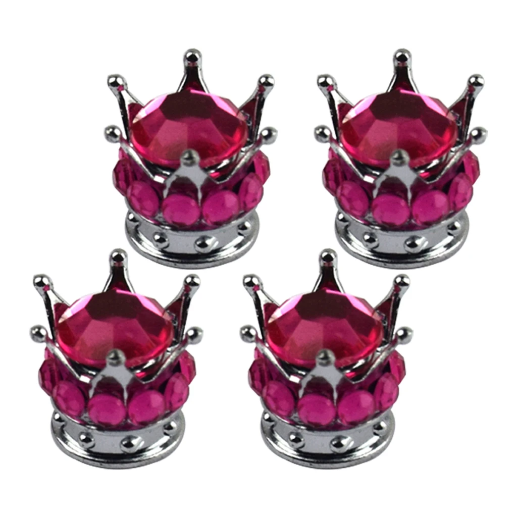 4 Silver Crown Coral Bling Diamond King Queen Tire/Wheel Valve Stem Cap Car