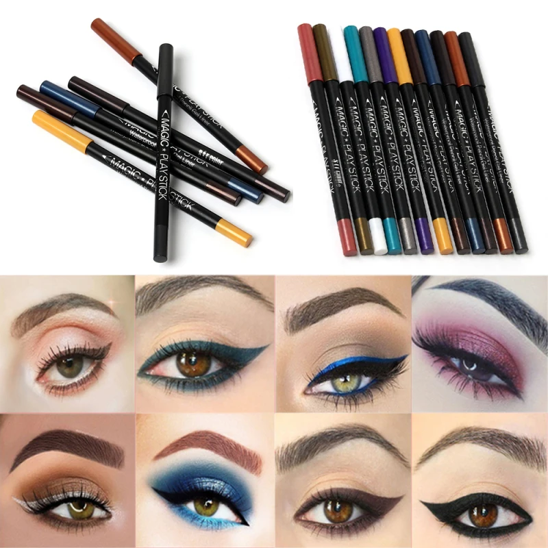 

S.f.r Color Colored Pearl Pen Highlight Stick 12 Color Eyeliner Pearlescent Eye Shadow Pen Lying Silkworm Pen Waterproof TSLM1