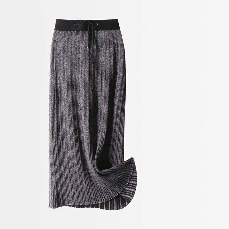 Autumn and winter large size women's skirt pleated skirt skirt female knit skirt