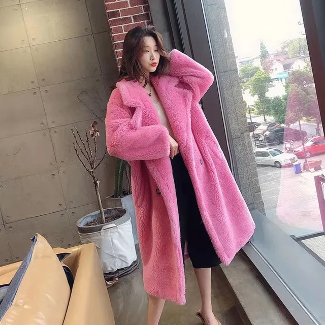Woman Loose Corduroy Jacket New Thick Winter Lambswool Fur Coat L0045