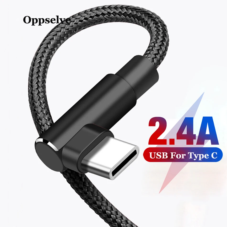 Usb type-C кабель 90 градусов USB C зарядное устройство Шнур Быстрая зарядка USBC type-c кабель для samsung S8 S9 S10 Oneplus 7 3 Мобильный телефон USB-C