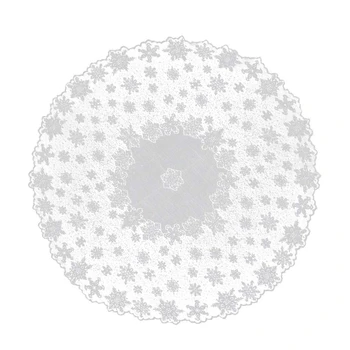 

Christmas Table Cloth Snowflake Table Cover White Vintage Lace Tablecloth Home Party Xmas Decor White Round 70 Inches
