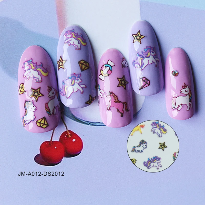 

1 Sheet 3D Self adhesive flower unicorn pattern nail art decorations stickers