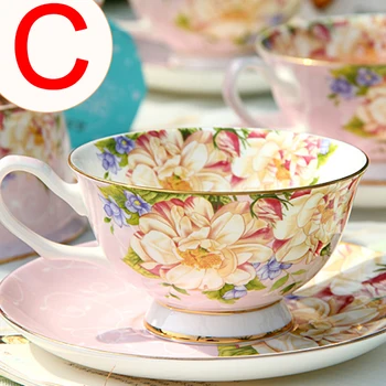 

Coffee Cup Set Afternoon Tea Set Ceramic British Red Tea Cup Saucer Home Set Exquisite Bone China Retro Tea Cup Set