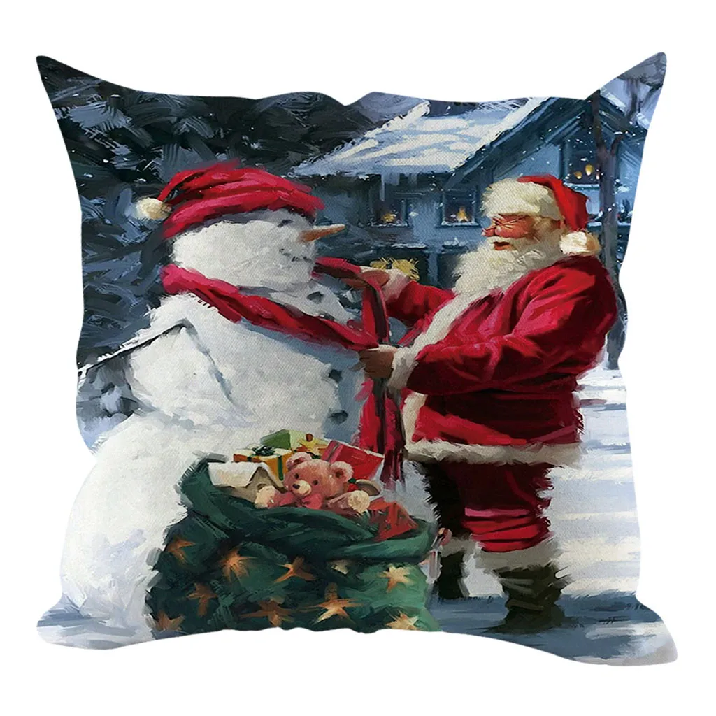 Рождественская наволочка, наволочки, декоративная подушка для дивана, наволочка, украшение для дома, хлопковая холщовая подушка, мультяшный рисунок, спинка
