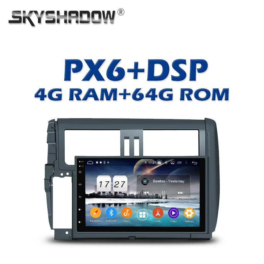 PX6 автомобильный dvd-плеер DSP Android 9,0 4 Гб+ 64 Гб HD ips Wifi Bluetooth 4,2 RDS радио gps карта для Toyota PRADO 2010 2011 2012 2013