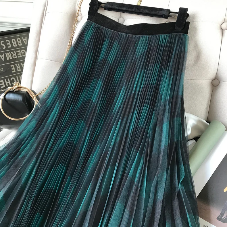 Женская винтажная Классическая клетчатая юбка трапециевидной формы с высокой талией, модные Плиссированные Миди юбки с высокой талией
