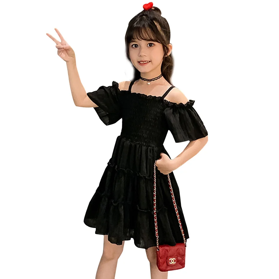 Girl Dresses Solid Color Child Summer Dress Casual Style Children Party Clothes 6 8 10 12 14 Year | Детская одежда и обувь
