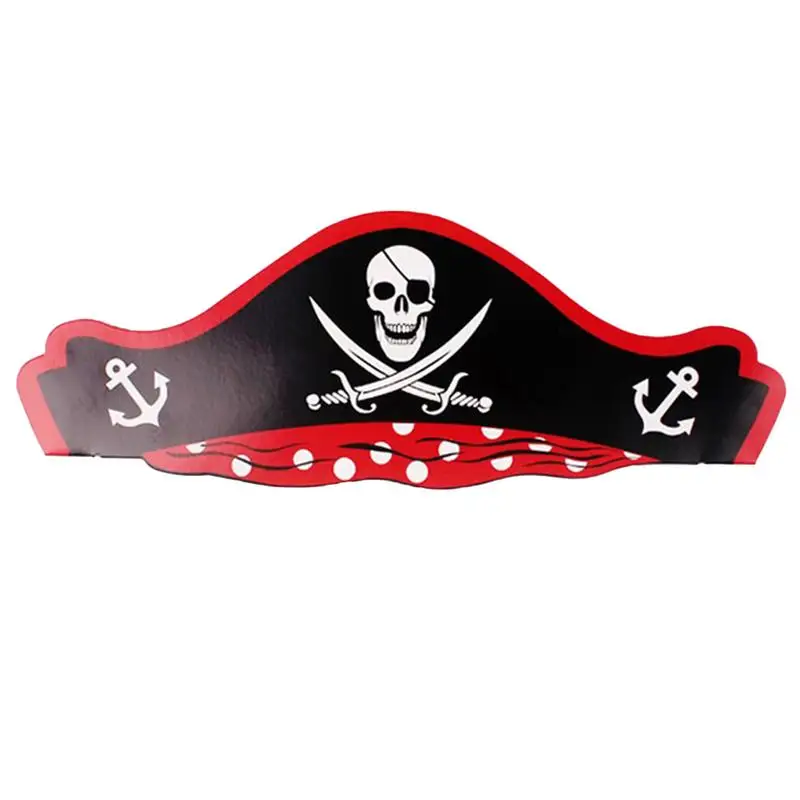 

24pcs Paper Hat Skull Pattern Pirate Theme Decorative Halloween Party Supplies for Birthday Cartoon Hats