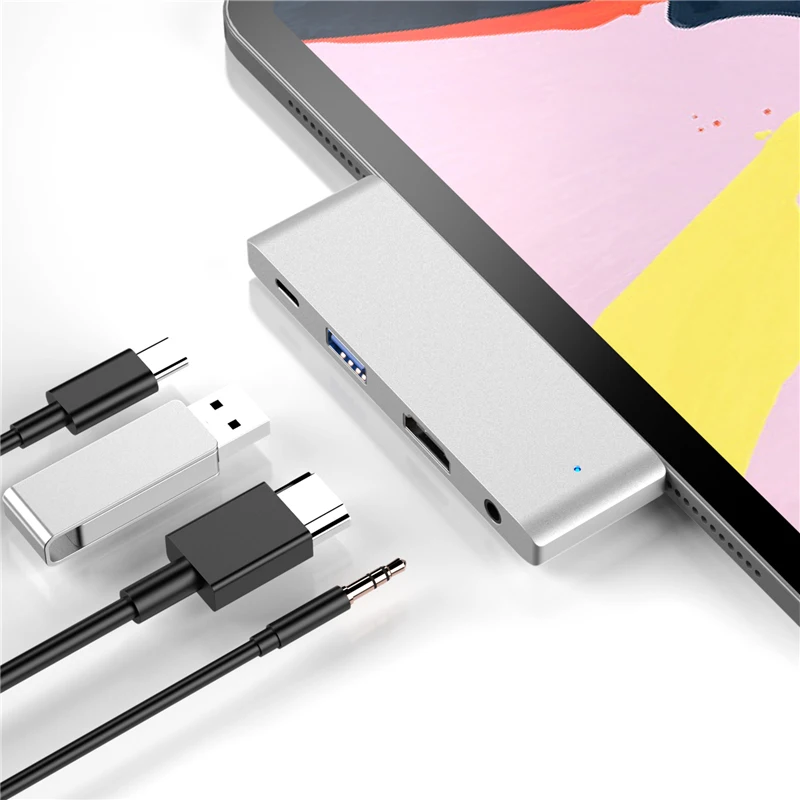 4 порта разветвители usb-хаб USB C концентратор аксессуары для ноутбуков для MacBook iPad Pro type C до 4K HDMI USB 3,0 3,5 разъем PD зарядка