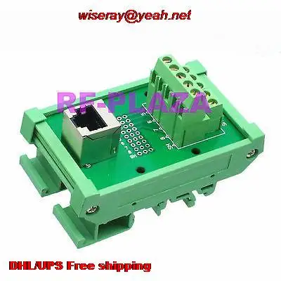 DHL/EMS 10 шт. RJ45 разъем Ethernet LAN клеммный блок Breakout PCB DIN Rail монтажный несущий-PCB Connector-A6
