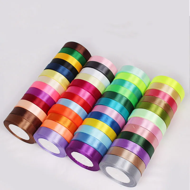 220Meters Single Face Solid Satin Ribbon Multicolour Ribbons Belt Gift
