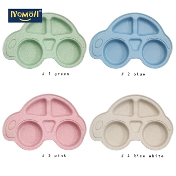 

Portable Infant Bowl Children Plates Baby Feeding Dinnerware Cartoon Car Style Environmentally Friendly