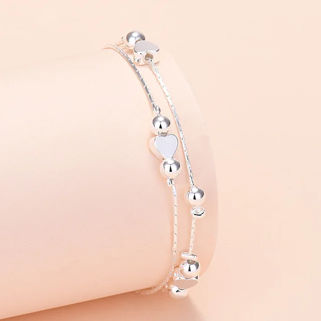 925 Sterling Silver Women Heart Bracelets On Hand Star Chain Bracelets For Girls Luxury Jewelry Jewellery Gifts For Women 3027