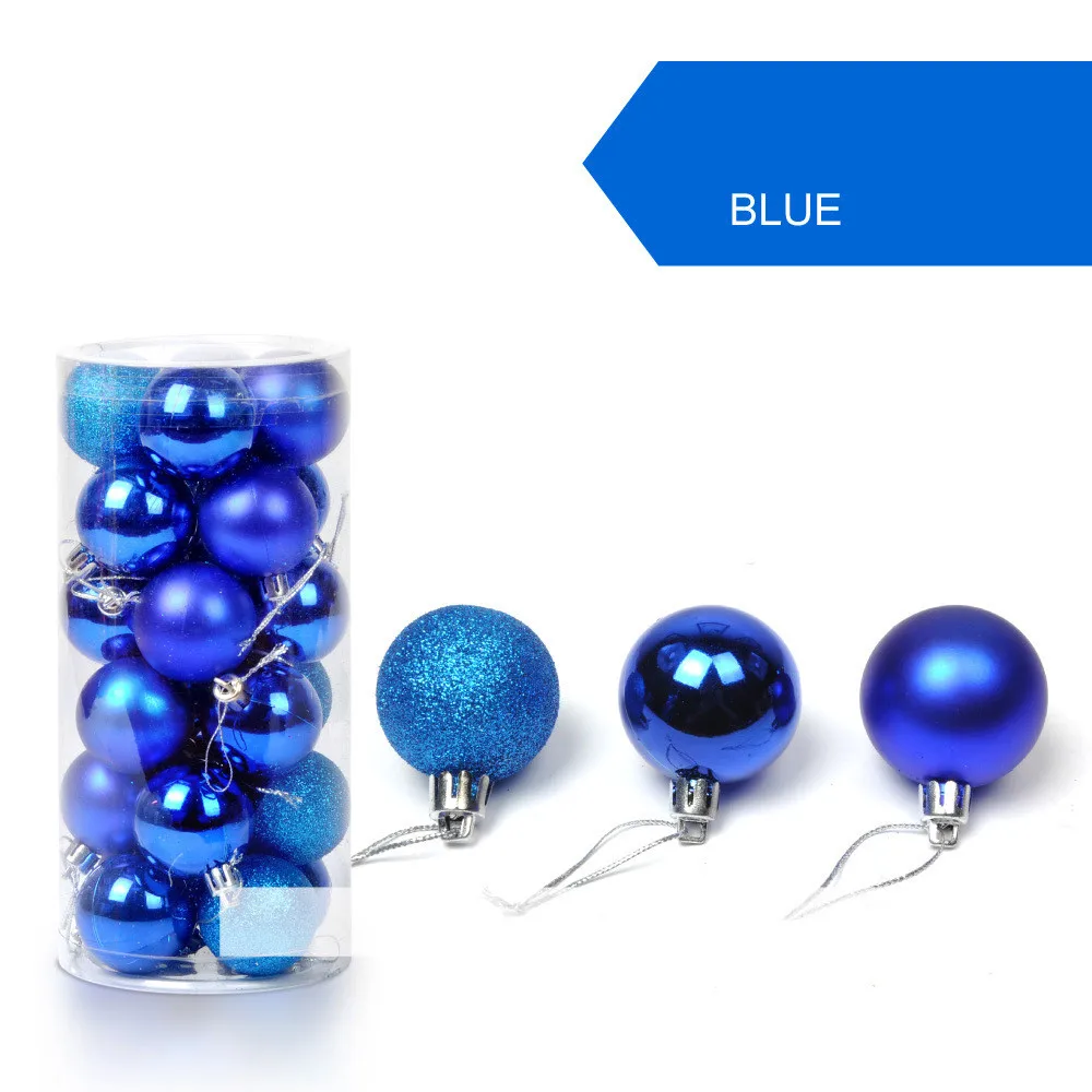 Рождественская елка, подвесной шар, Рождественская безделушка, 24 шт., 30 мм, домашние вечерние декоративное украшение,, рождественские украшения, d4 - Цвет: Синий
